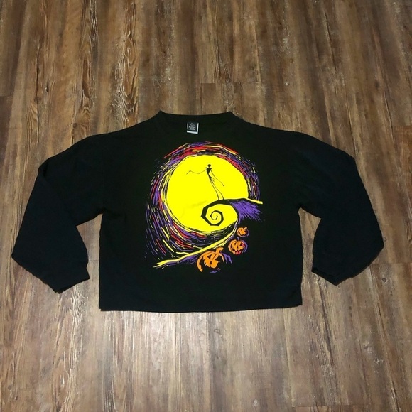 The Nightmare Before Christmas Sweatshirt Women's Medium Black Disney Boxy - Picture 1 of 6